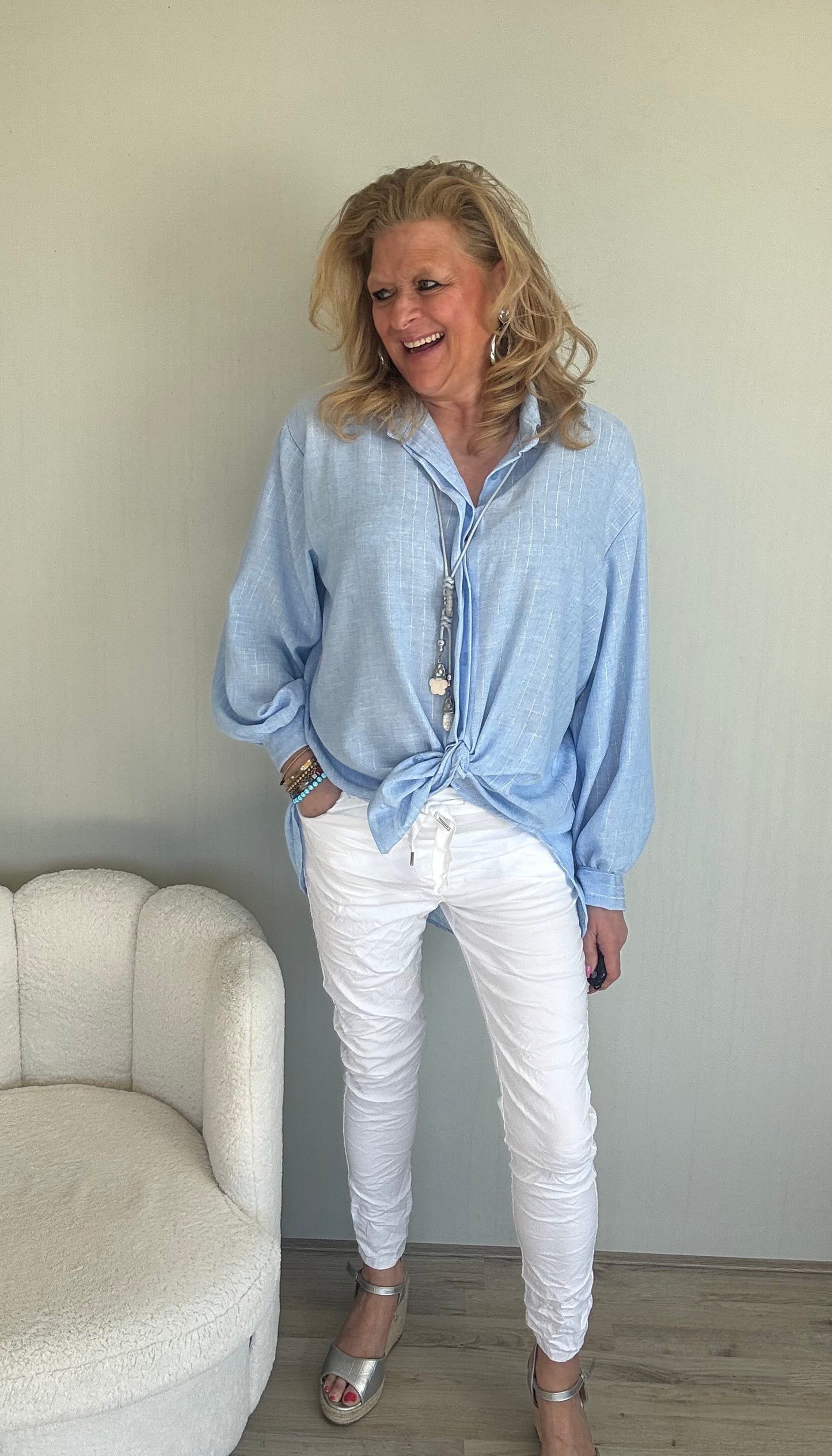 Blouse Billy Blauw - Nancfashion