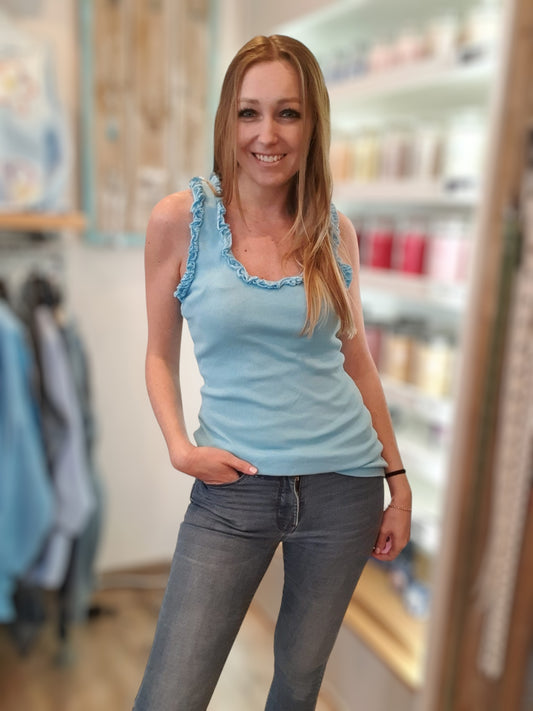 Basic Top Roesel blauw - Nancfashion