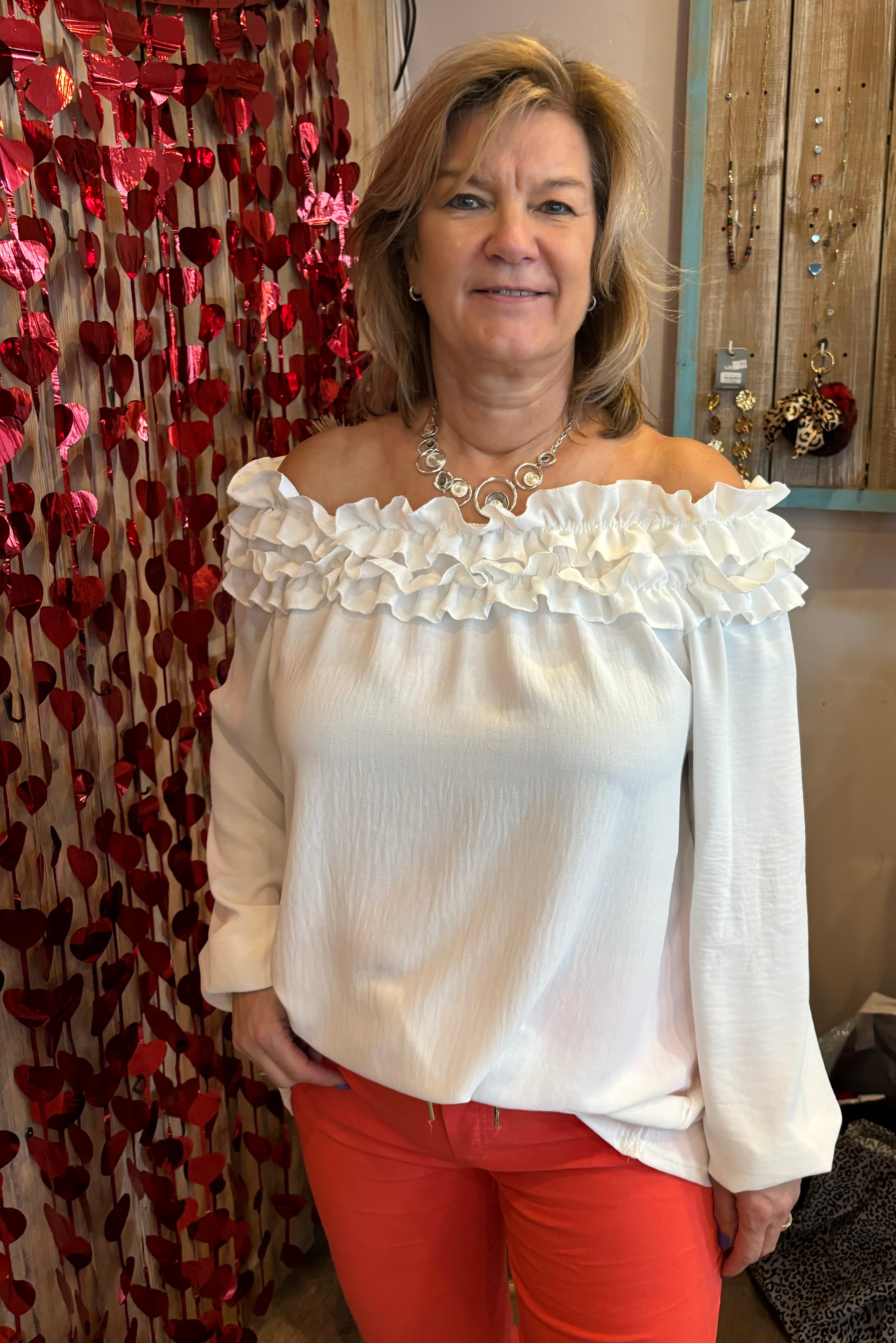 Blouse Dani Wit met Roezel