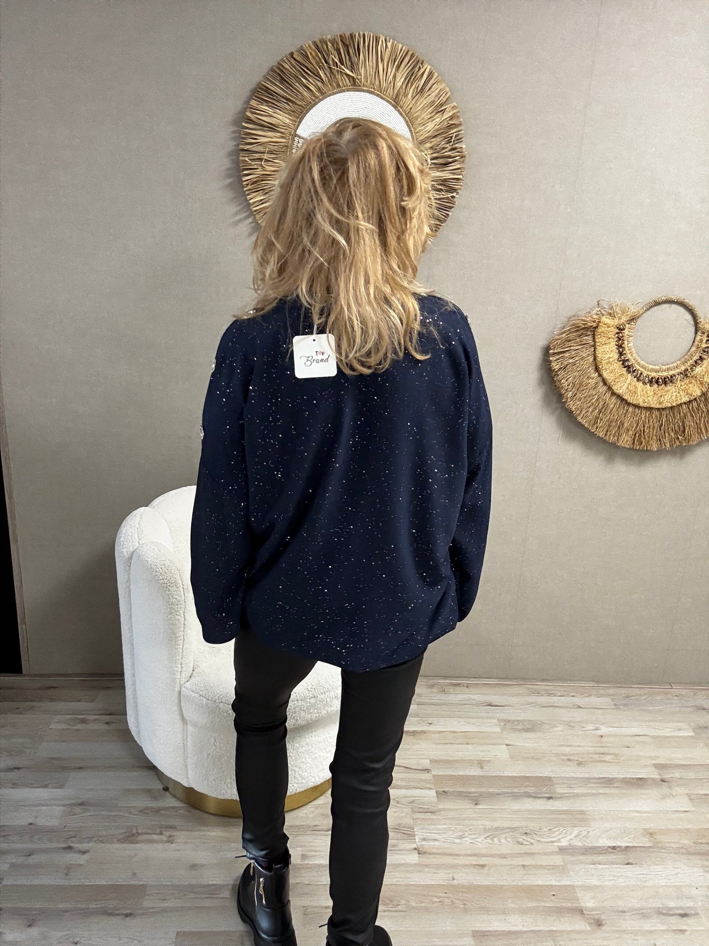 Blouse Imke Donkerblauw Zilveren sparkel