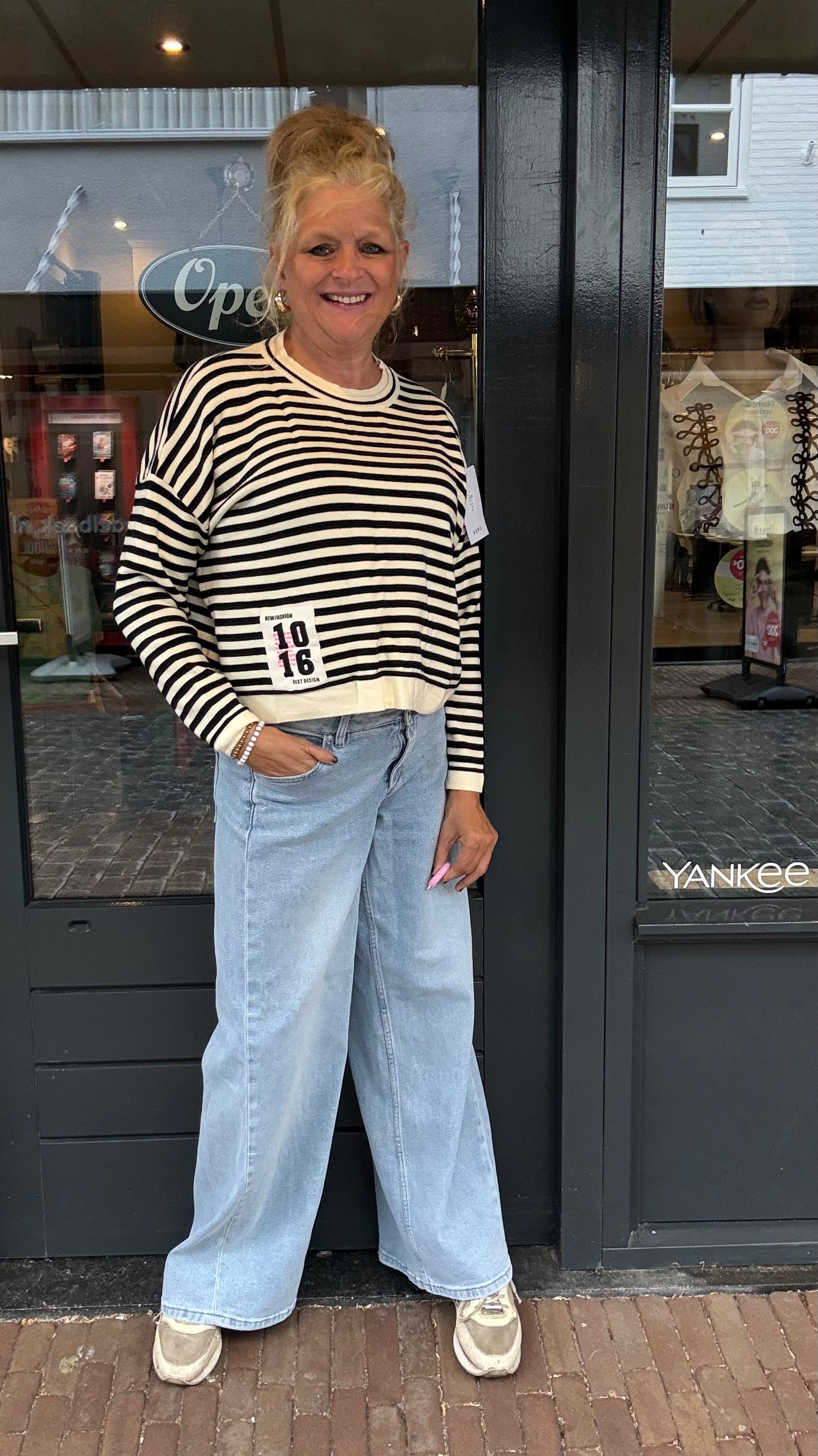Label truitje Stripe Zwart