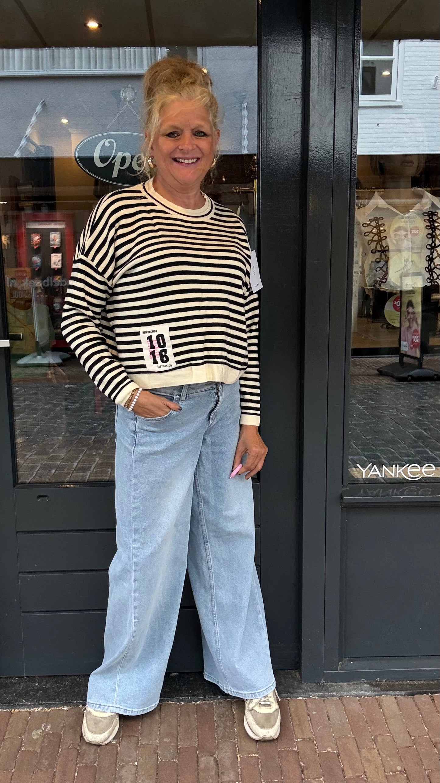 Label truitje Stripe Zwart