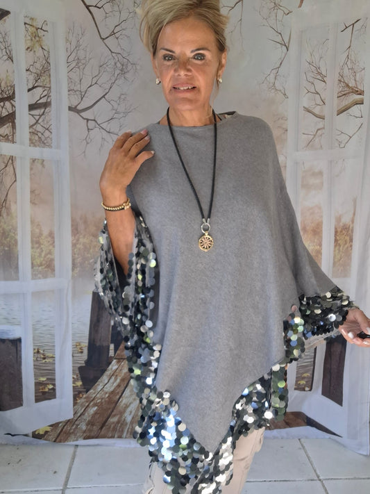 Poncho Nancy Grijs - Nancfashion