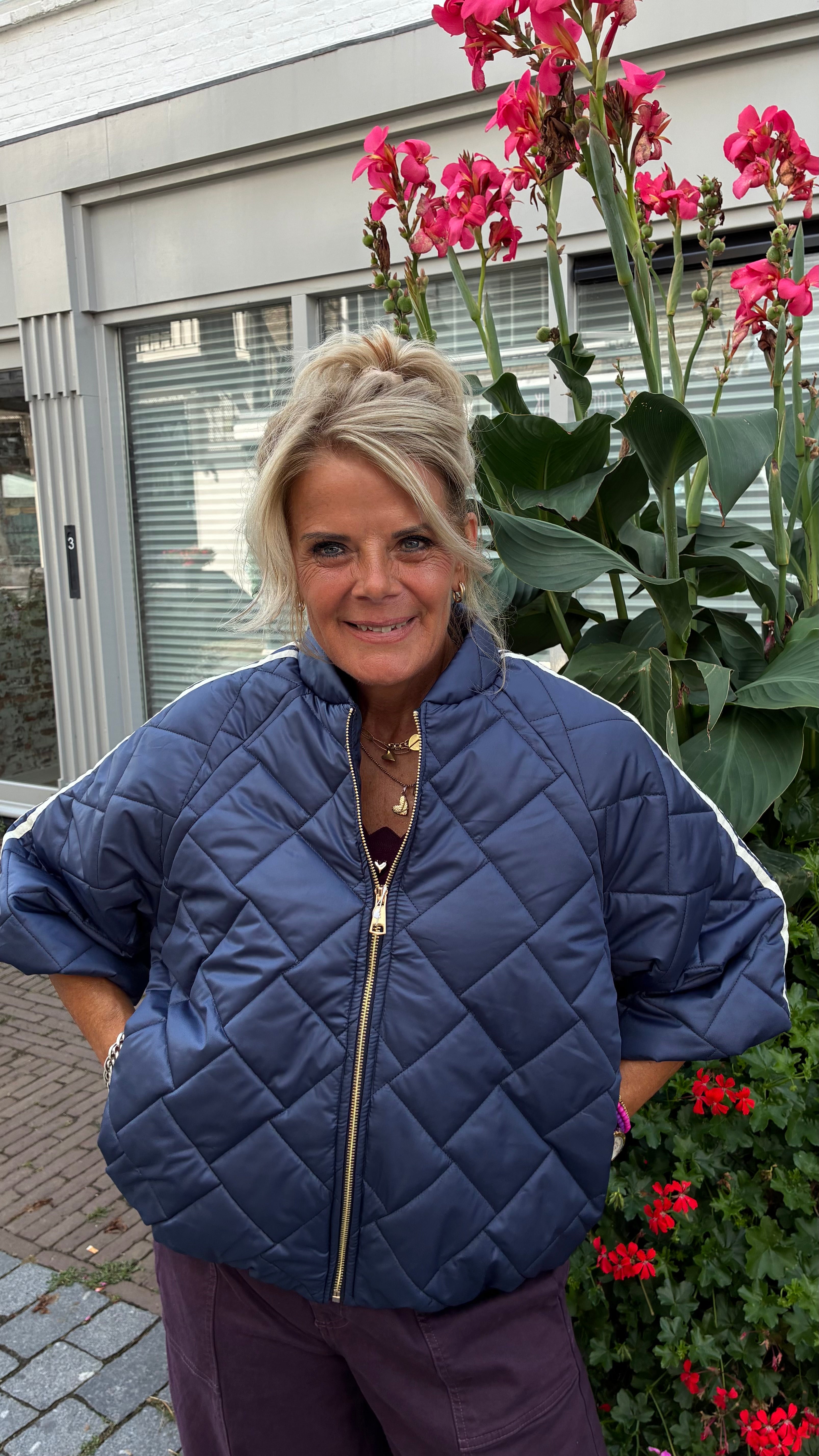 Gewatteerd Jacket 3/4 Mouw Blauw