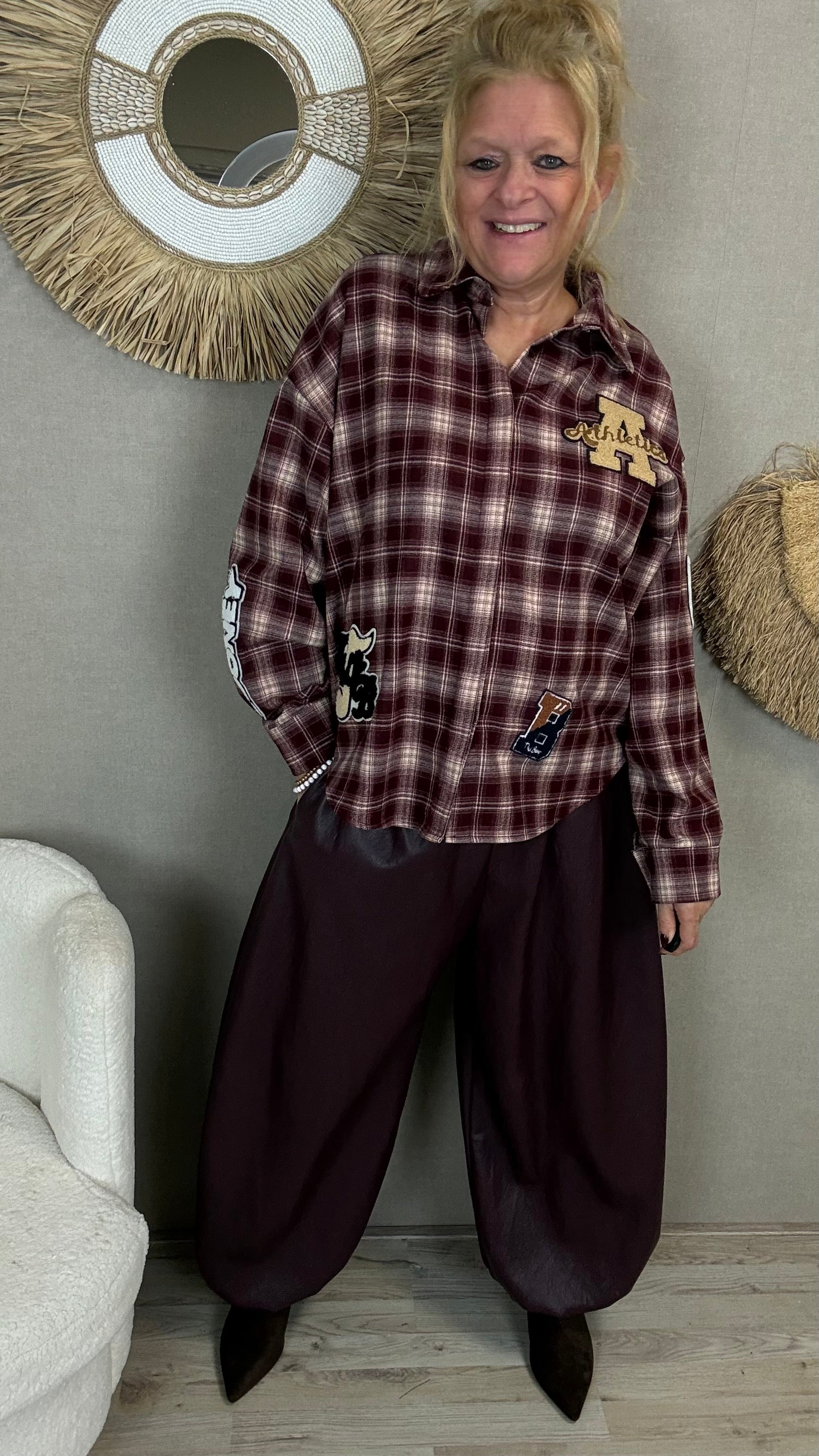 Houthakkers Blouse Teddy Applicaties Bordeaux