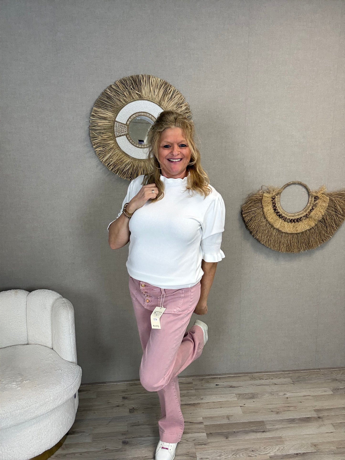 Miss Bon Jeans Roze met zakjes aan de voorkant - Nancfashion