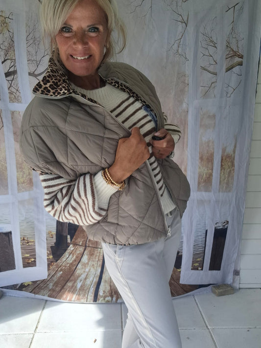 2 in 1 bodywarmer taupe/leopart