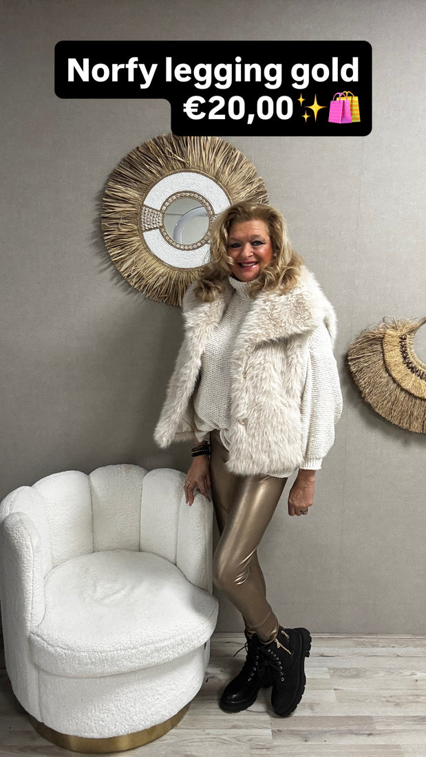 Leatherlook Legging Norfy smalle band Goud
