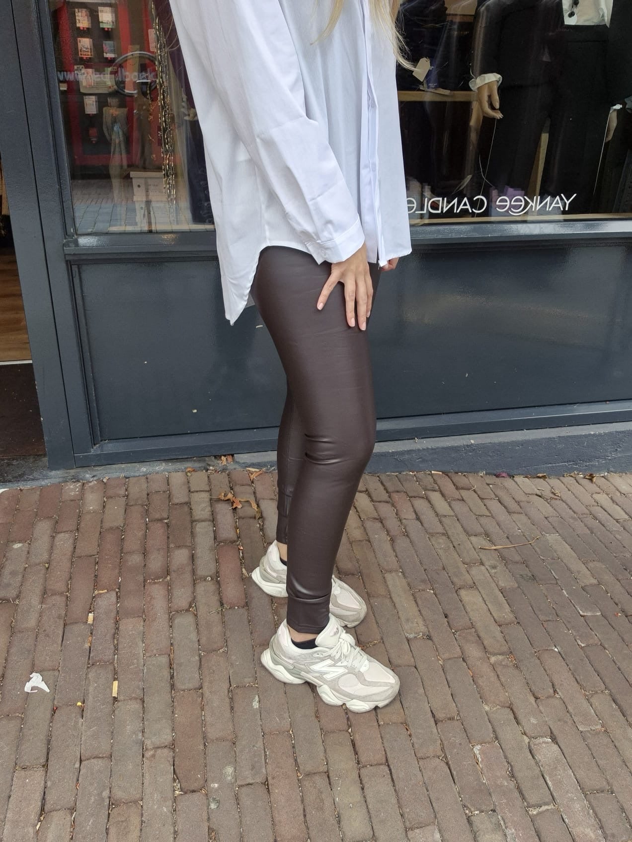 Leatherlook legging Norfy donkerbruin