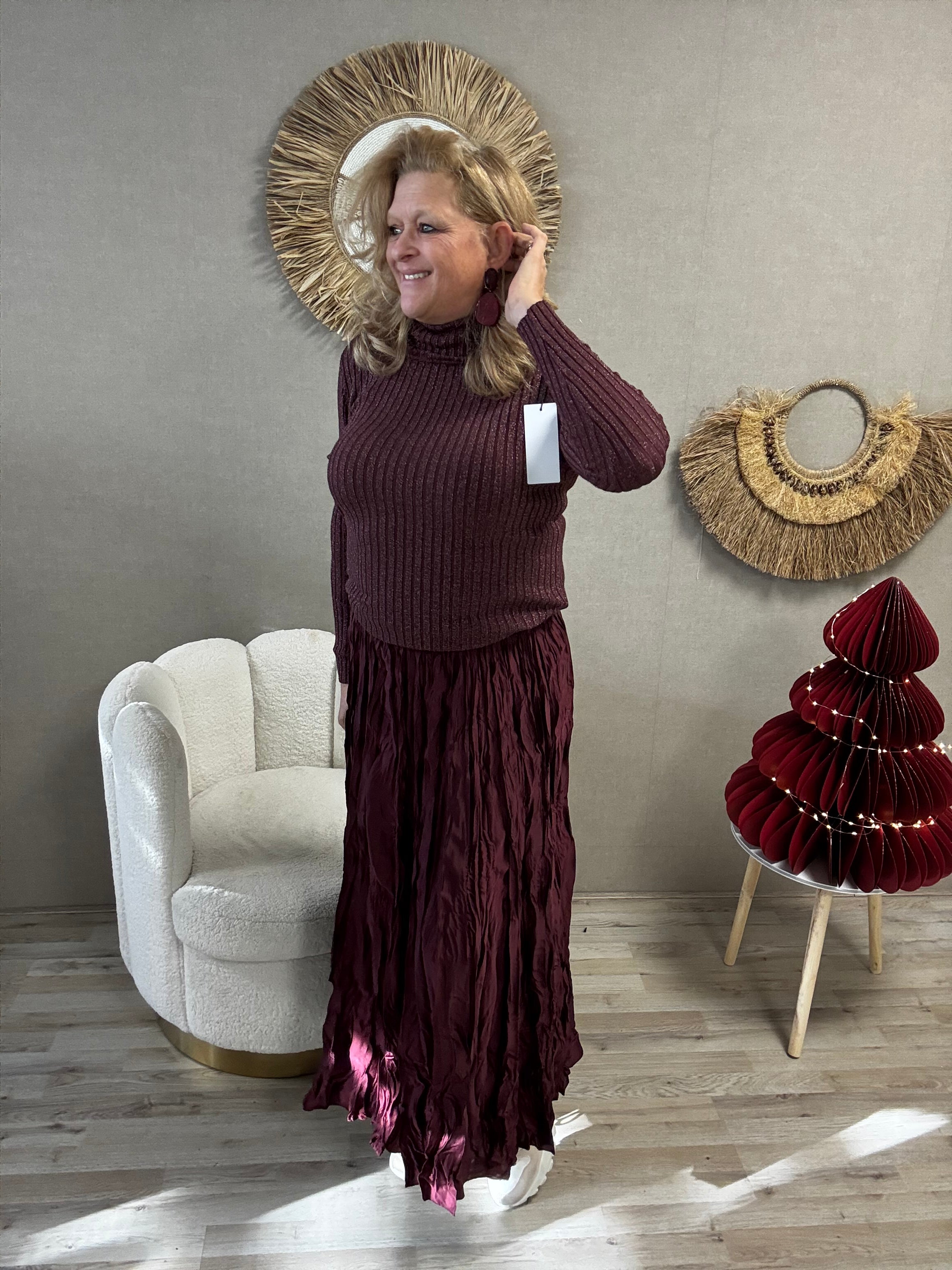 Crinkle Rok Bordeaux