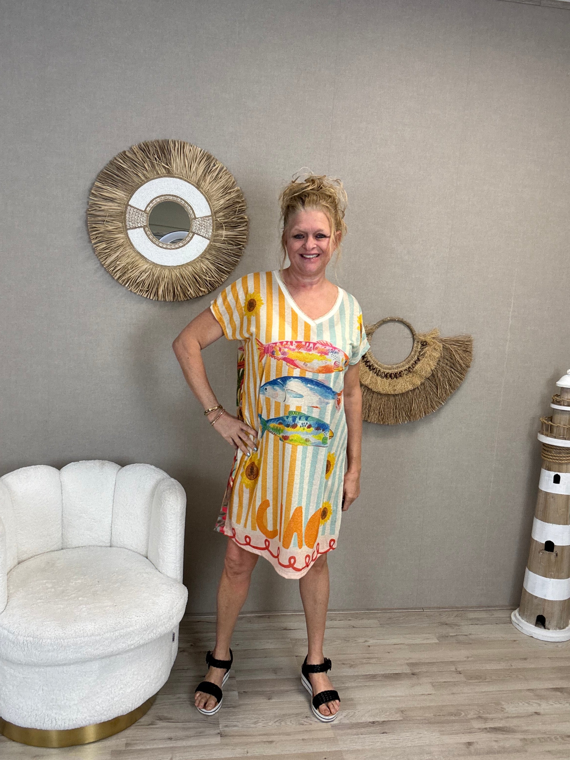 Jurkje Lurex Vissen - Nancfashion