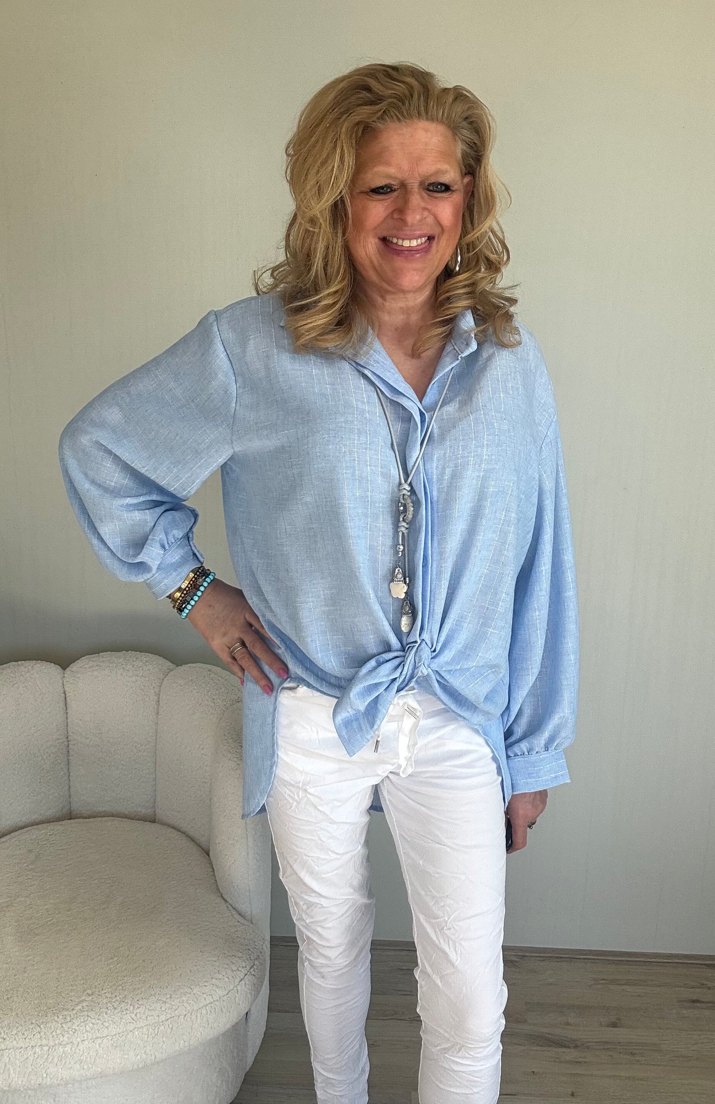 Blouse Billy Blauw - Nancfashion