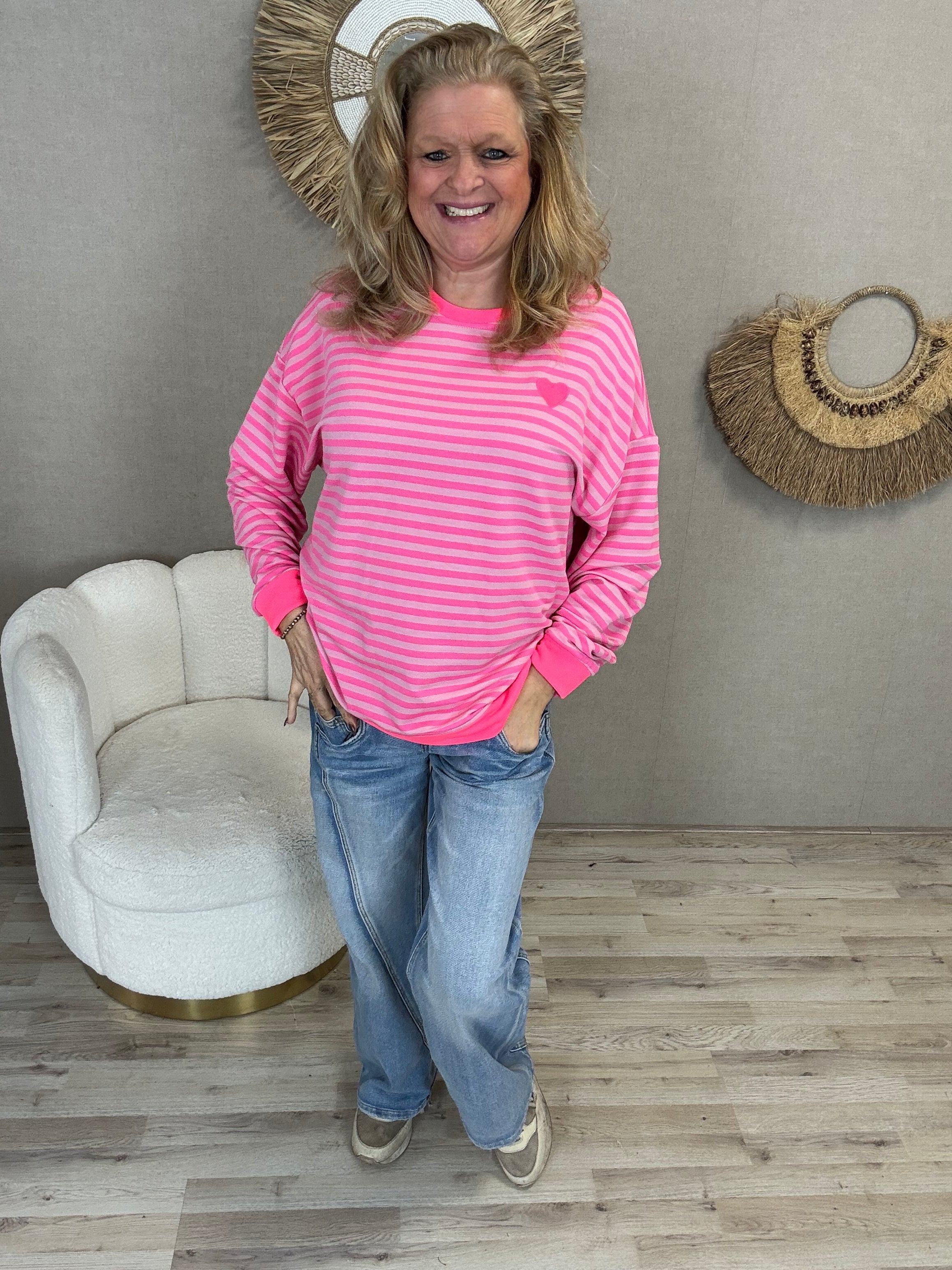 Sweater Mooij Striped Roze