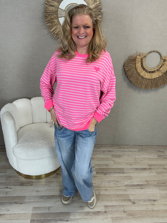 Sweater Mooij Striped Roze