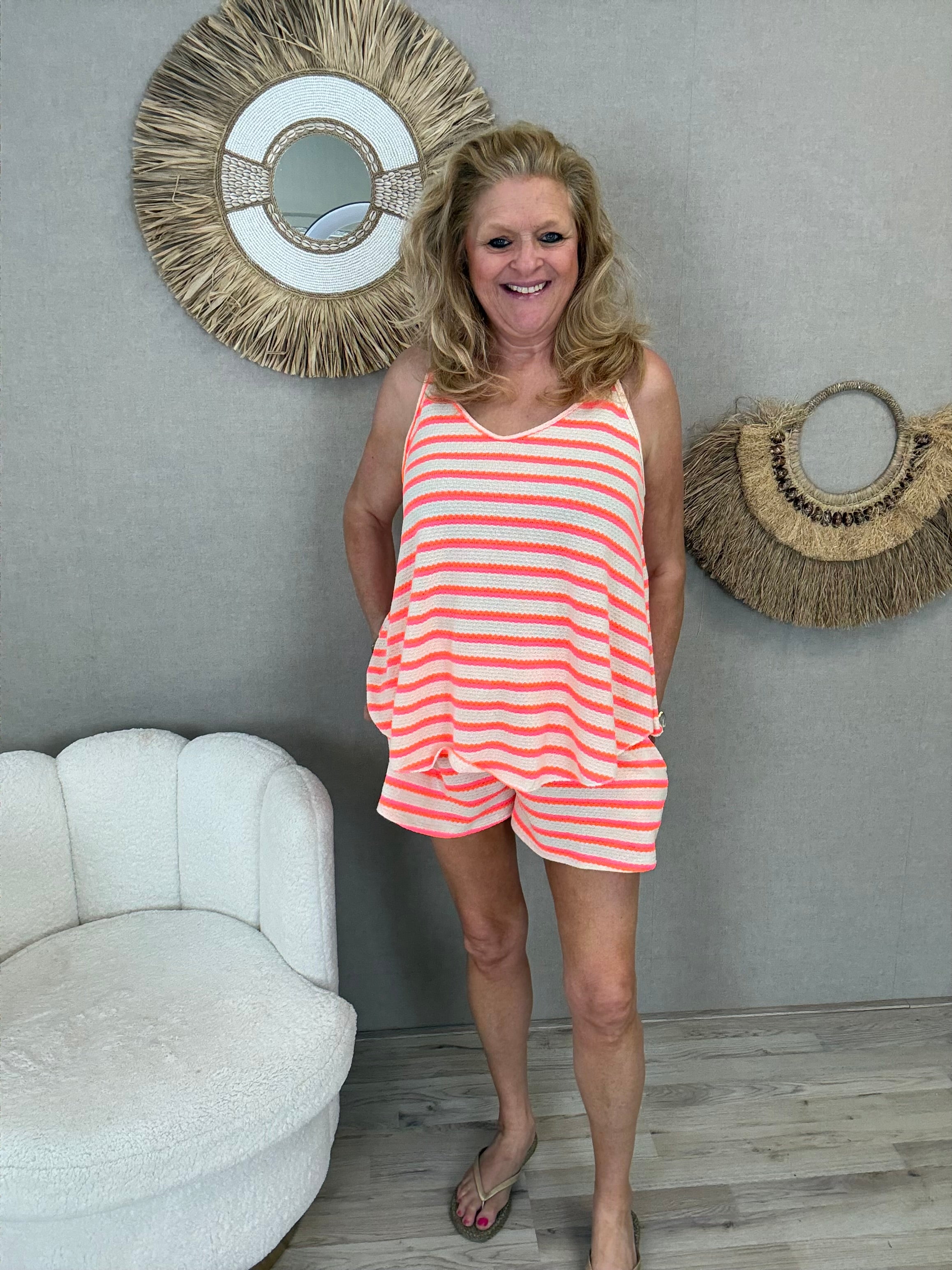 Zomerse Set Floortje roze/oranje stripe