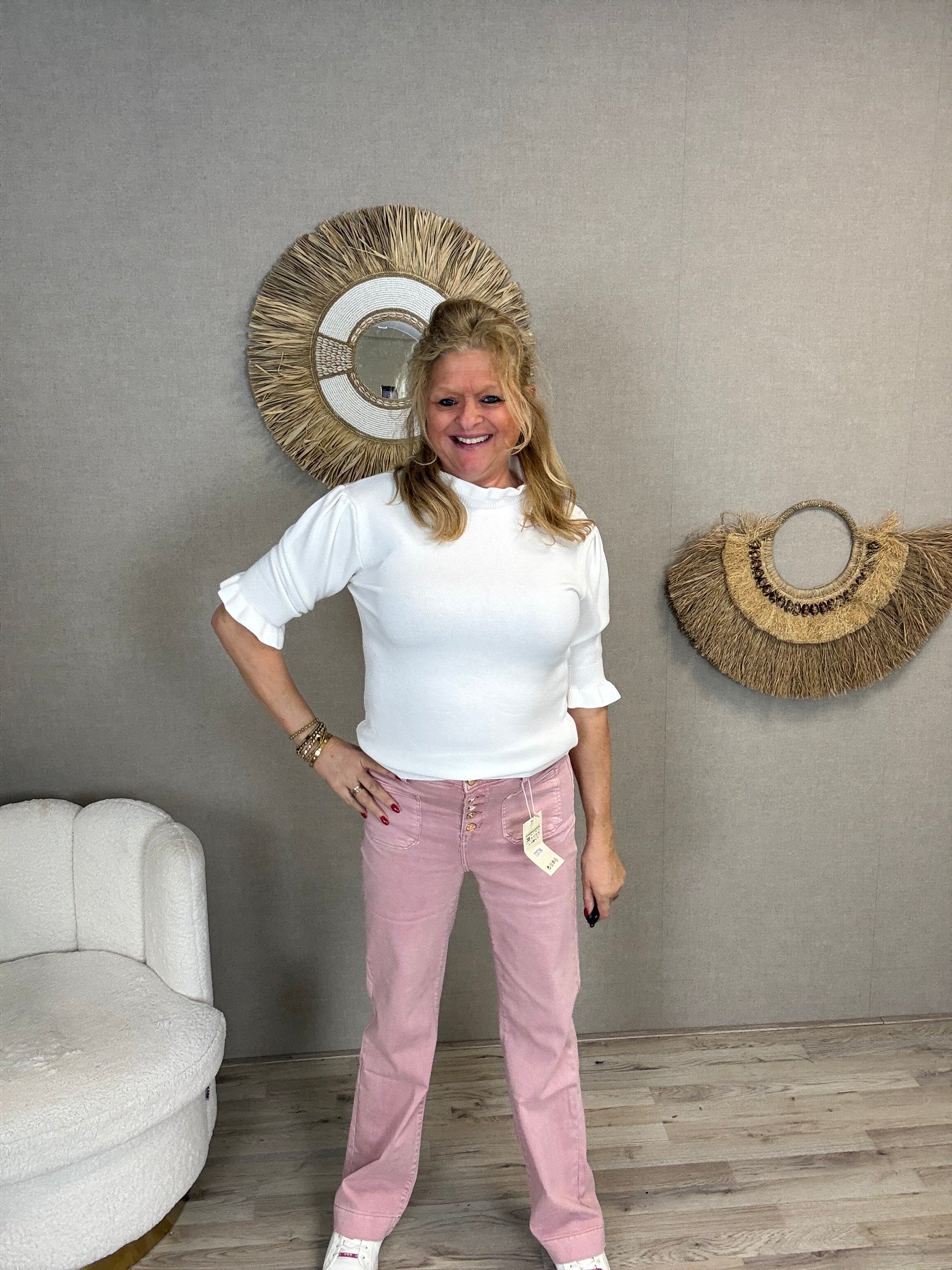 Miss Bon Jeans Roze met zakjes aan de voorkant - Nancfashion