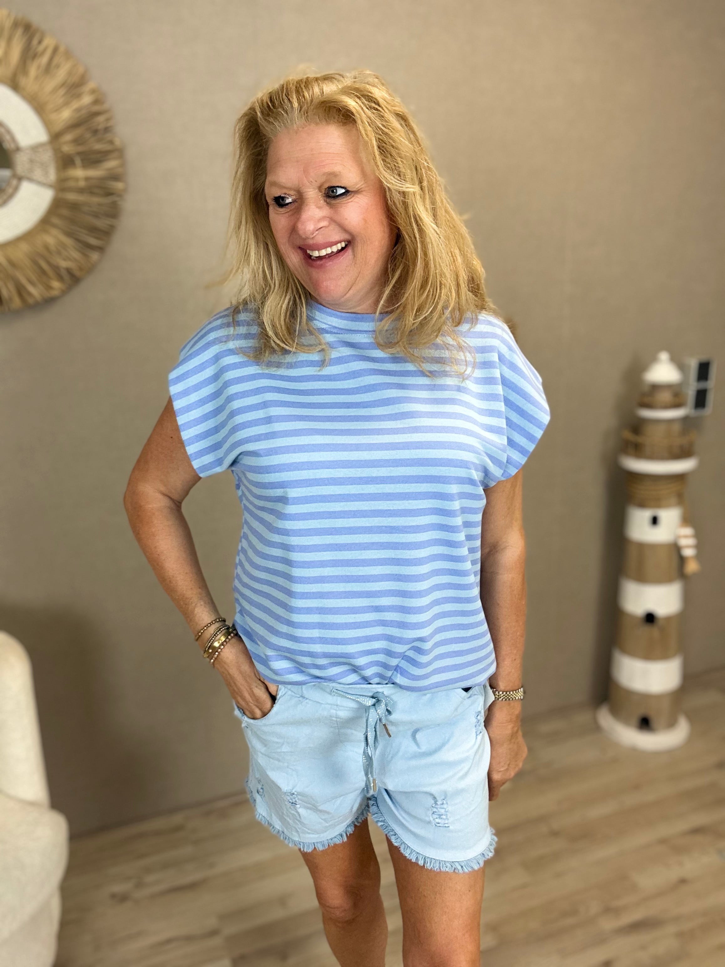 Striped Shirt Mooij Blauw - Nancfashion