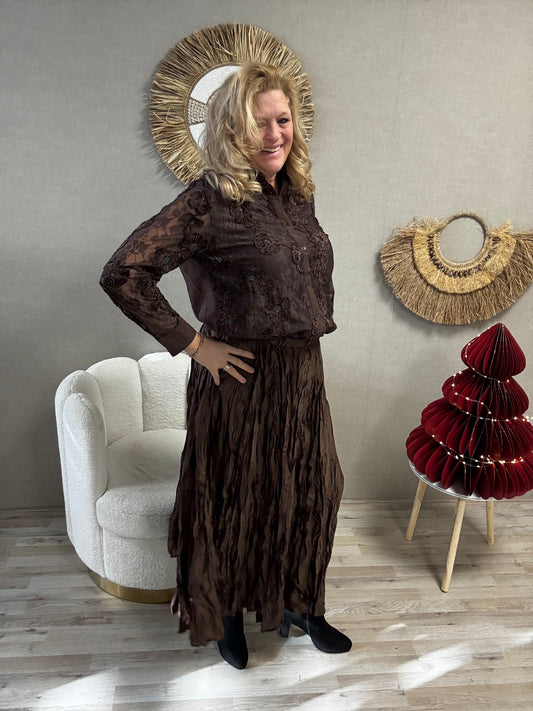 Crinkle Rok Donkerbruin