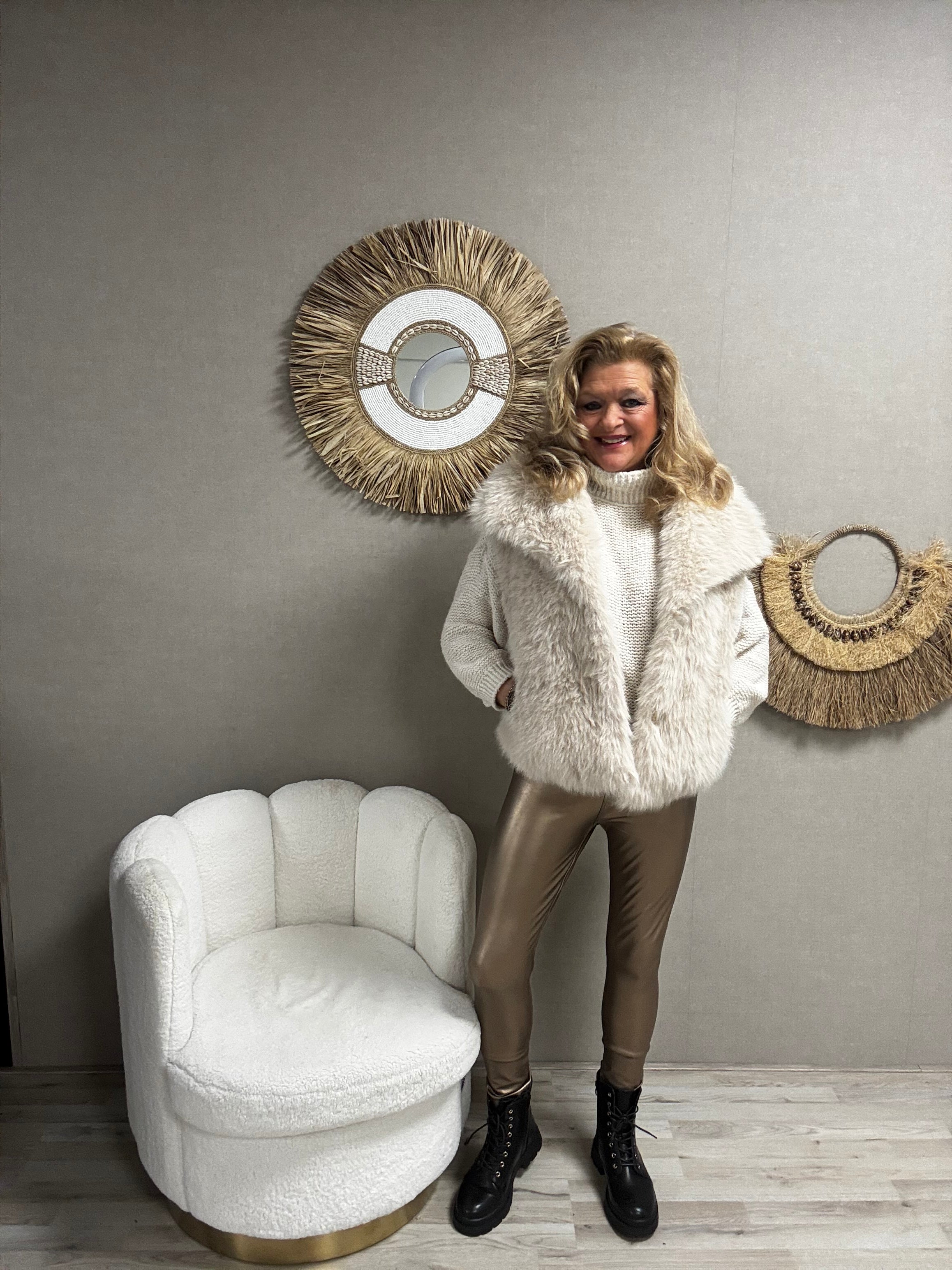 Leatherlook Legging Norfy smalle band Goud