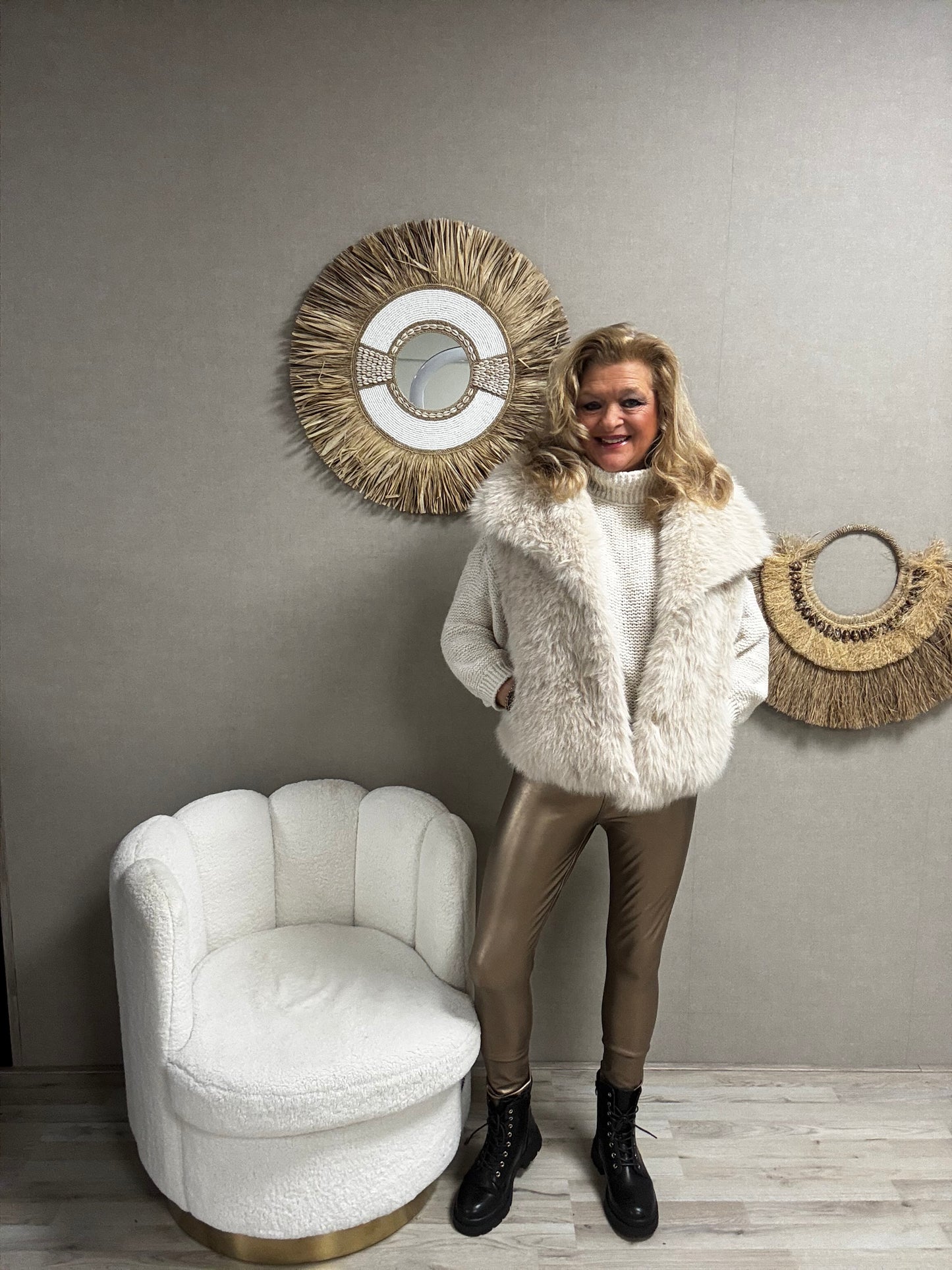 Leatherlook Legging Norfy smalle band Goud