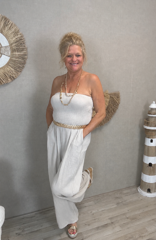 Strapless Jumpsuit Roxy Beige