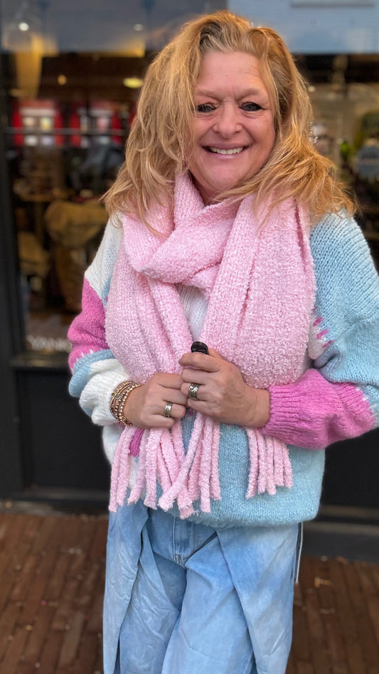 Bouclé Sjaal Roze