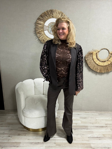 Blazer met pailletten mouwen Choco