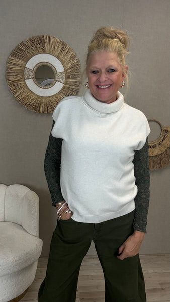 Coltruitje met korte mouwen-Off White