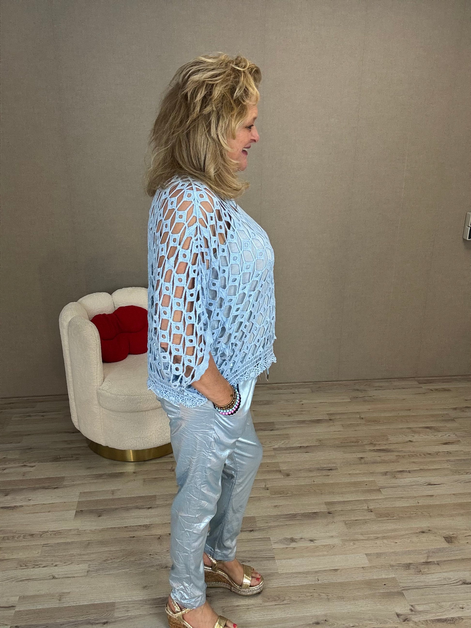 Glans Broek Blauw - Nancfashion