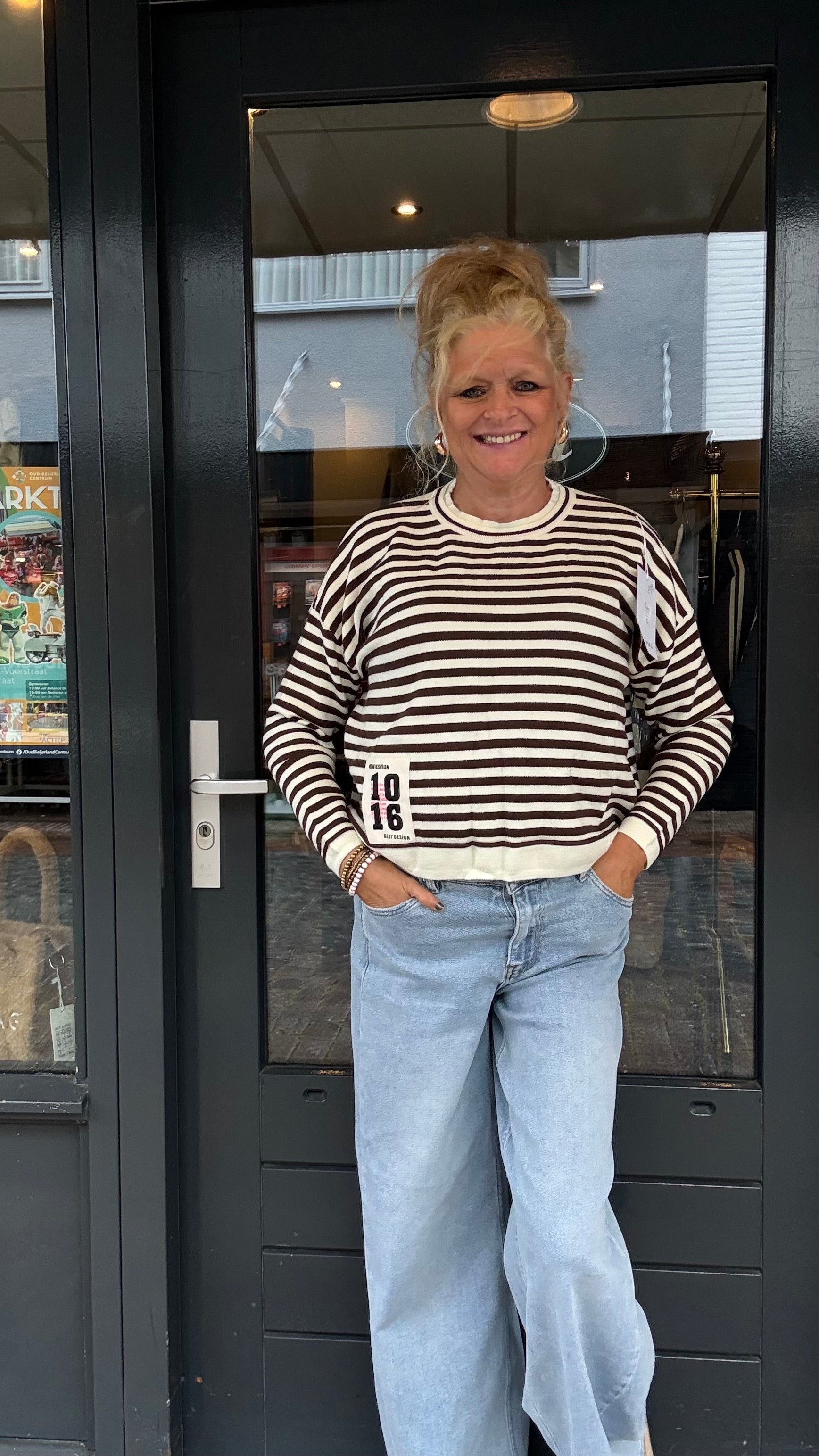 Label Truitje Stripe Bruin
