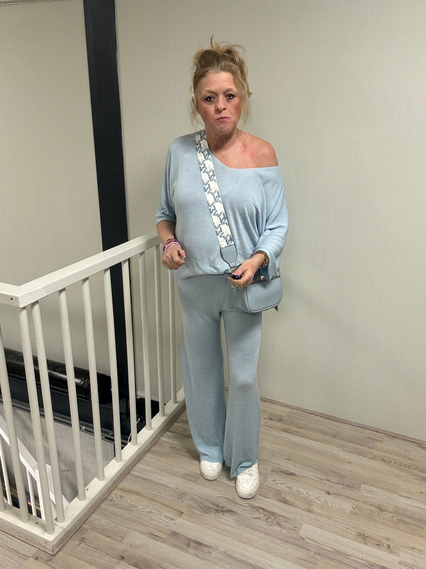 Tweedelig comfy pak Lichtblauw - Nancfashion