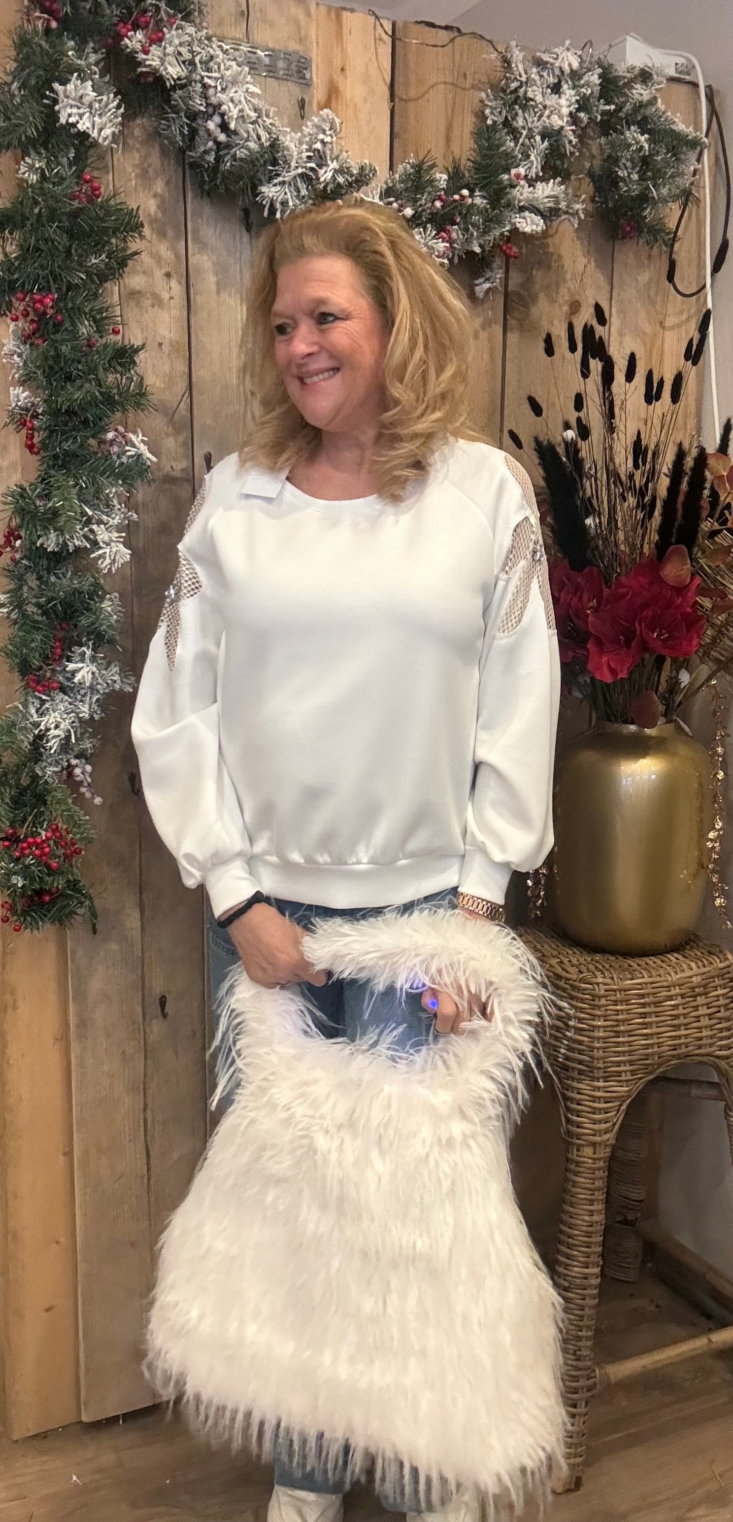 Sweater met Bloem Gemma Ricciri Off White