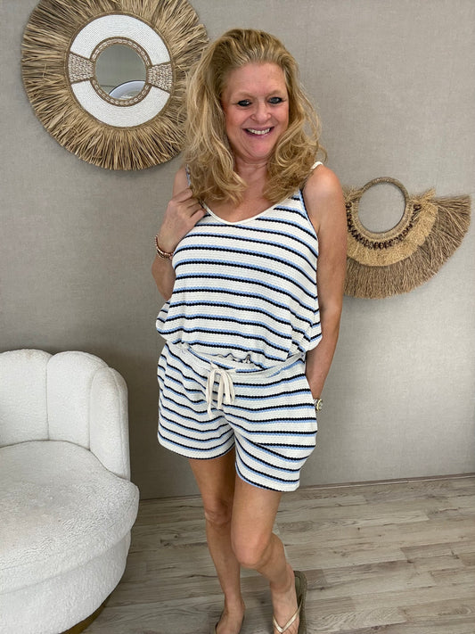Zomerse Set Floortje Blauw Stripe - Nancfashion