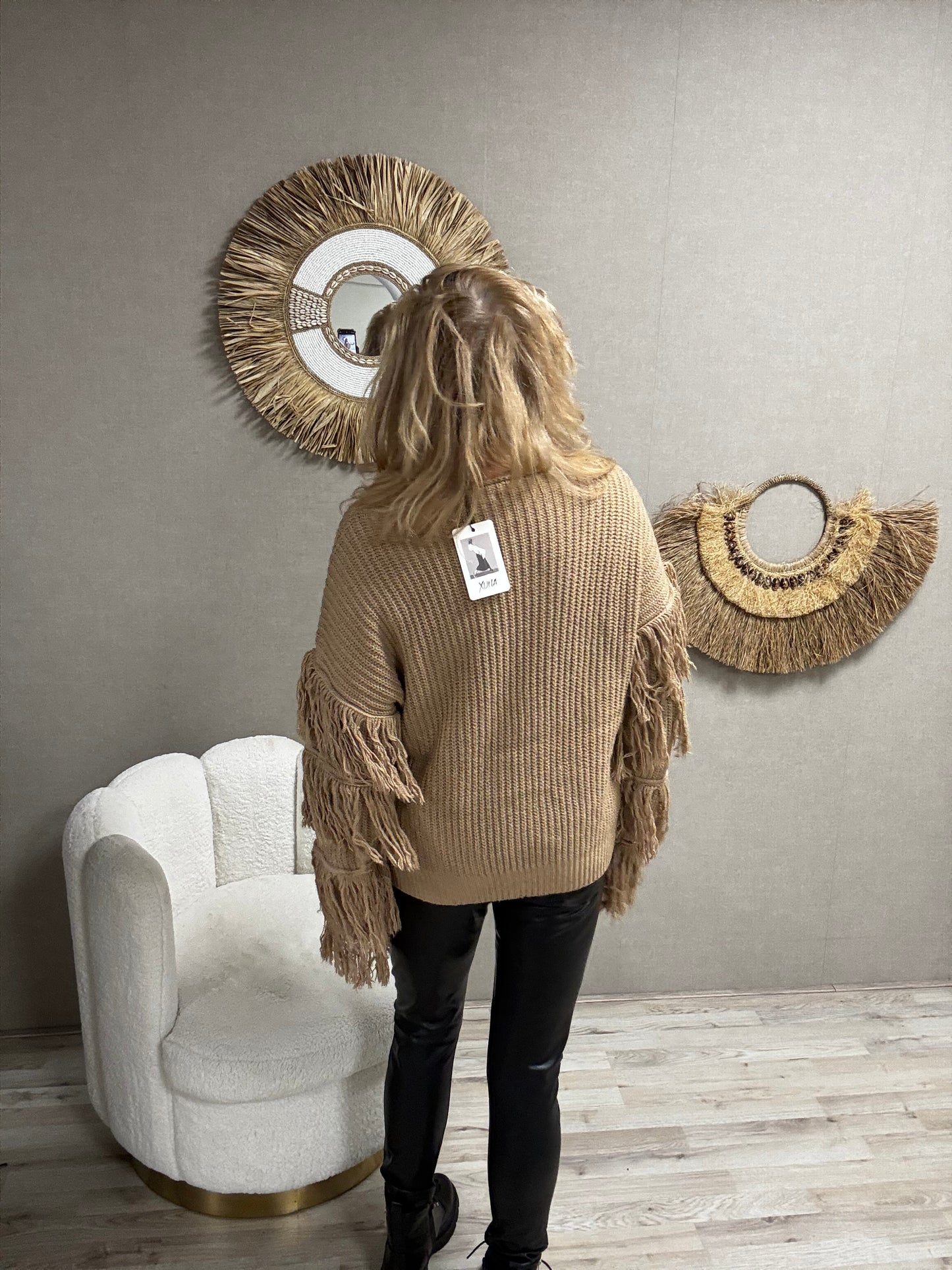 Trui Fringe Beige