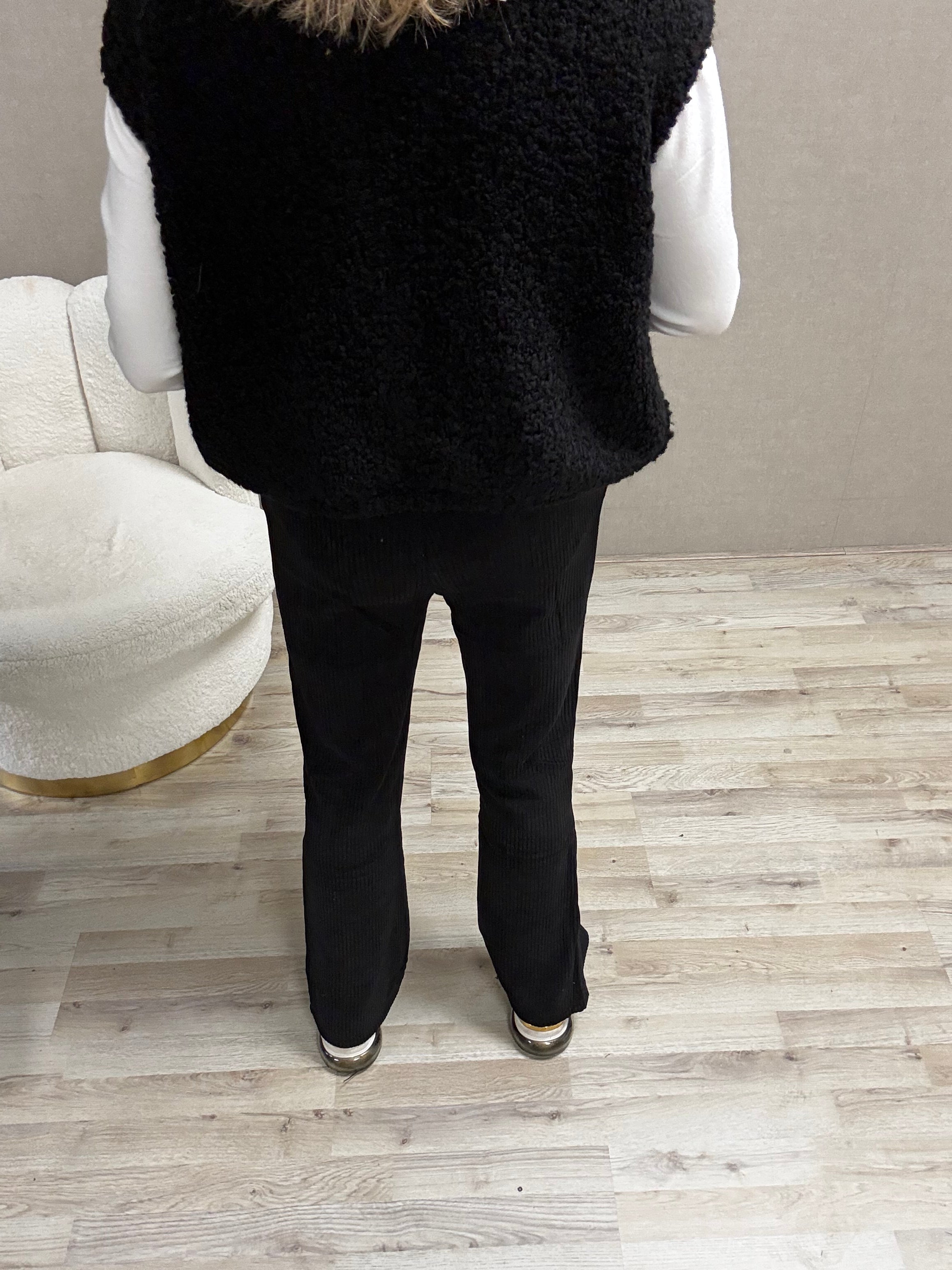 Broek Rib Zwart Flair