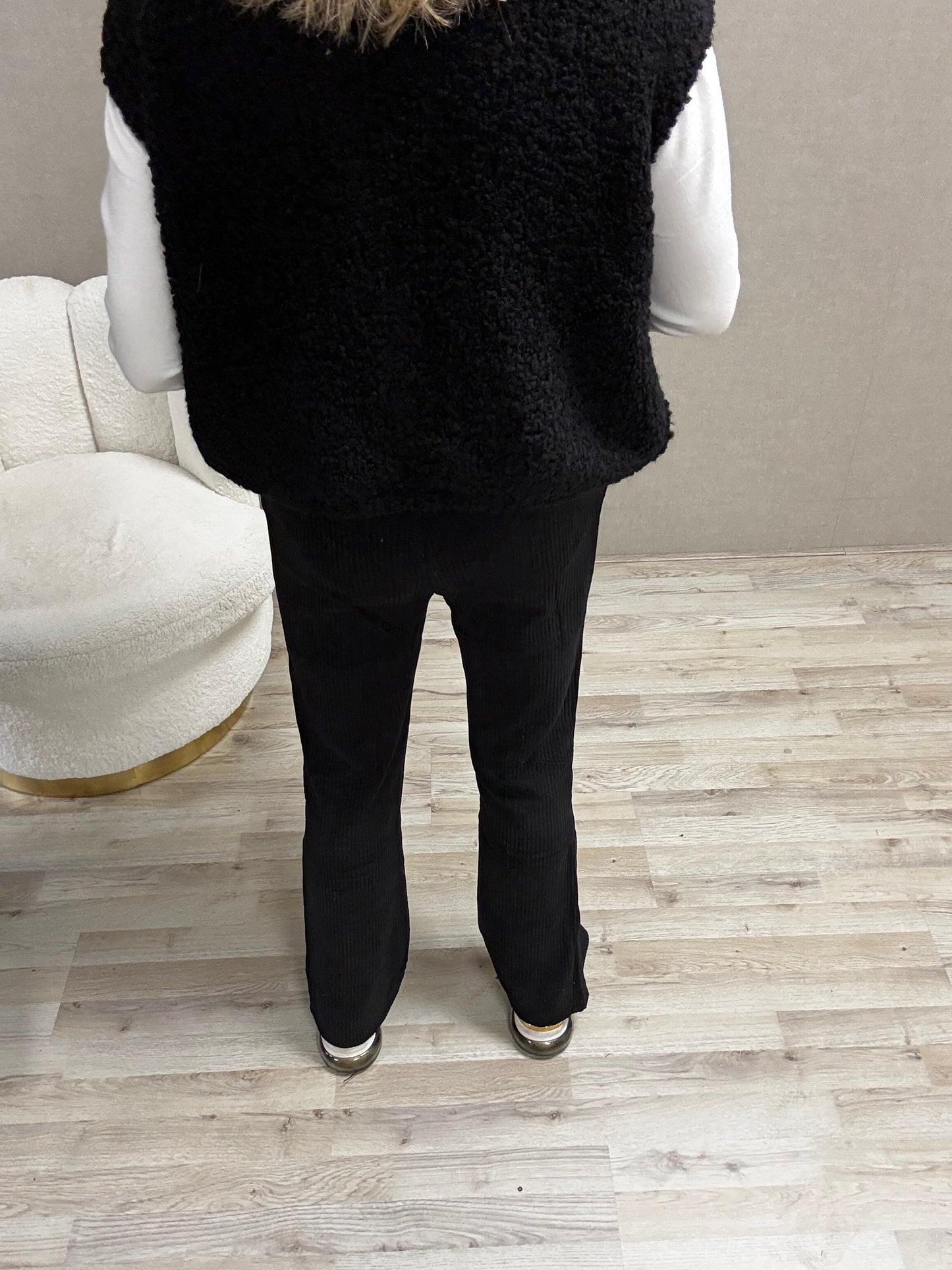 Broek Rib Zwart Flair
