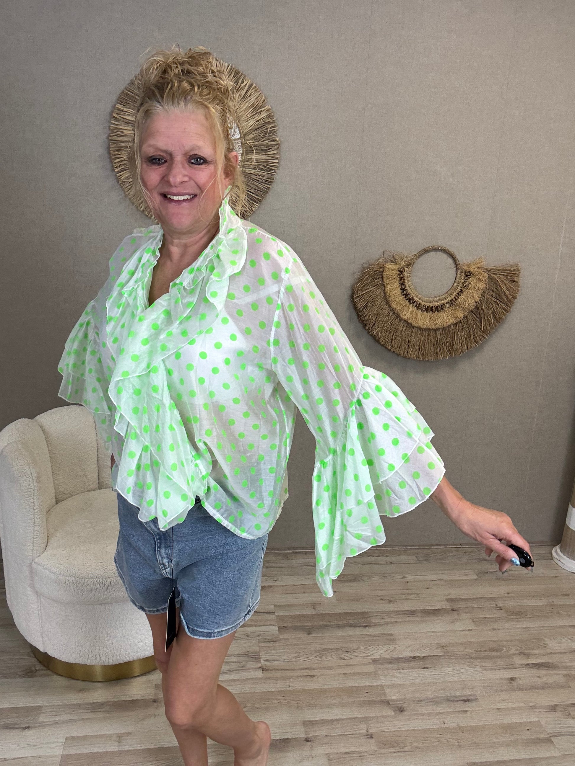 Blouse Dottie Groen - Nancfashion
