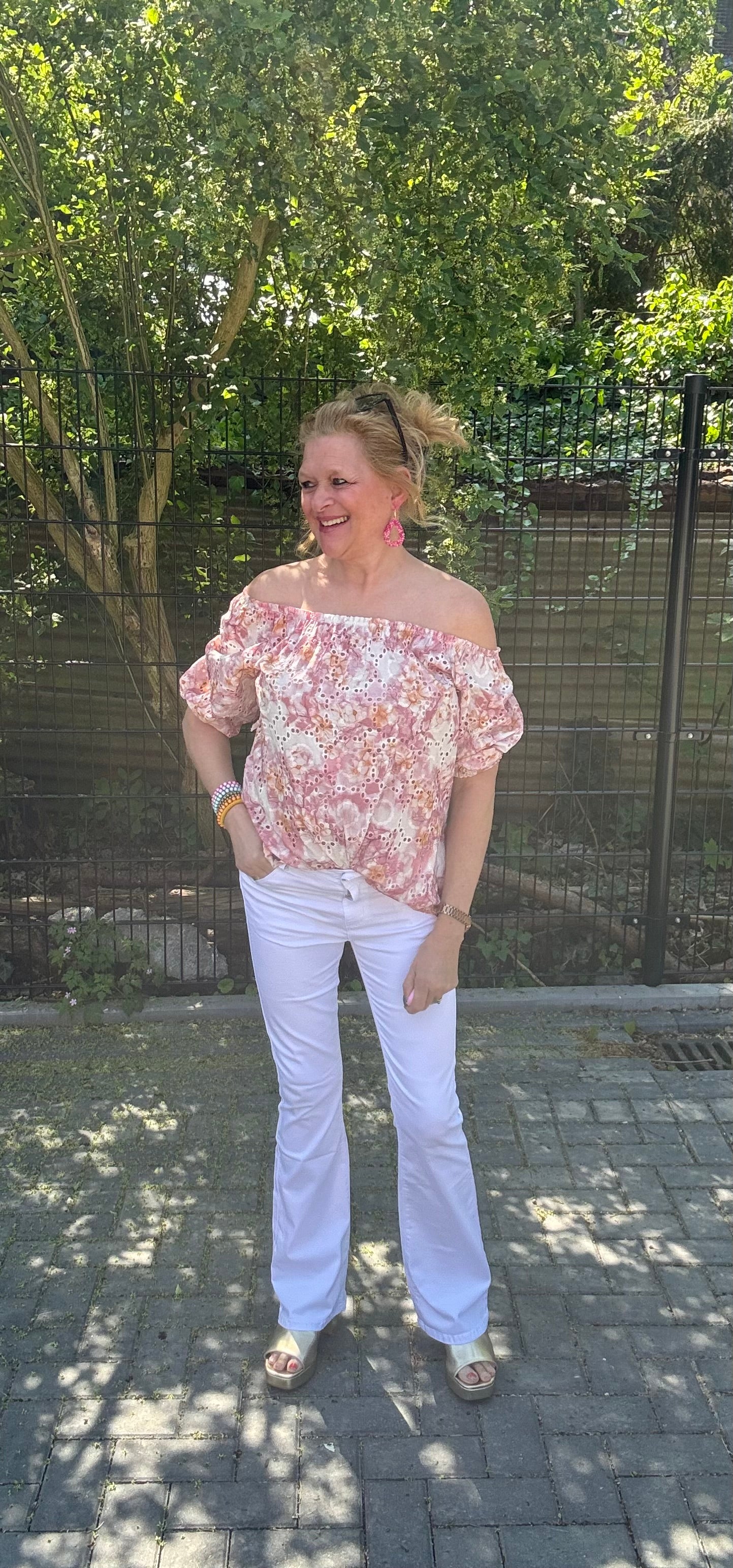 Top Broderie Roze