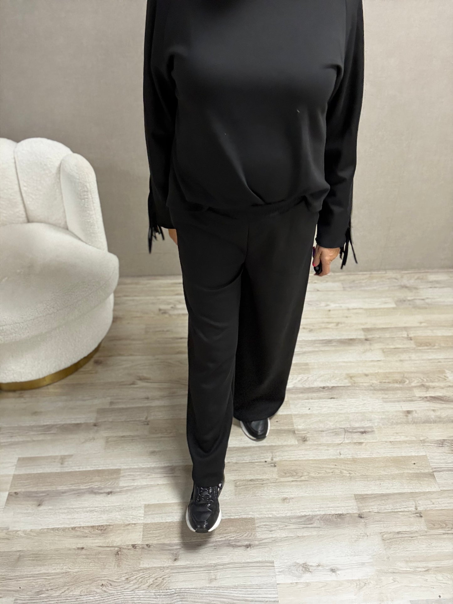 Tweedelig Comfy Pak met Franjers Zwart