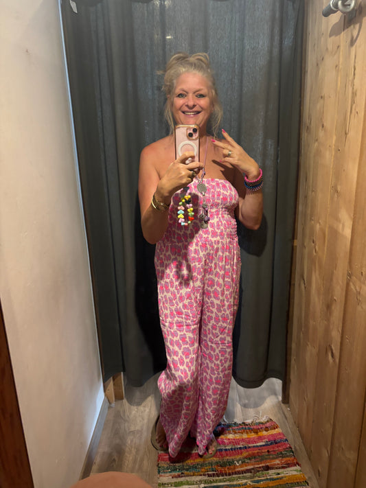 Jumpsuit Leopard roze