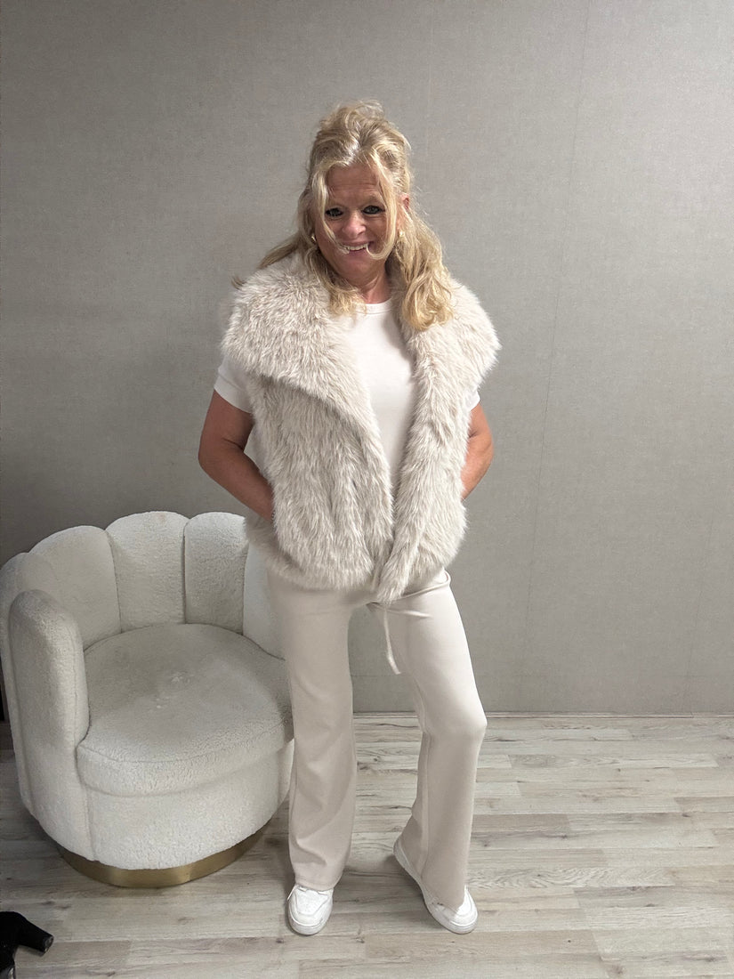 Bodywarmer Fake Fure Beige