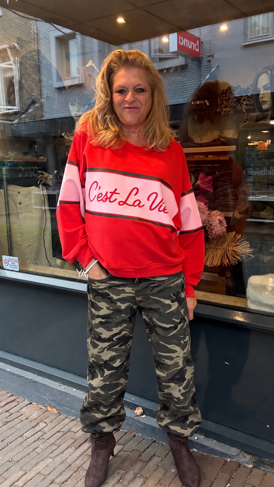 Sweater C’est La Vie Rood/Roze