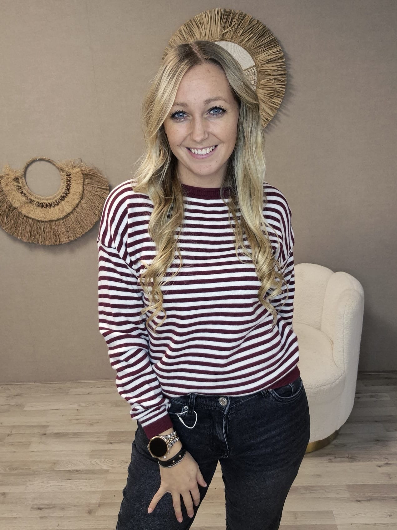 Trui Striped Bordeaux