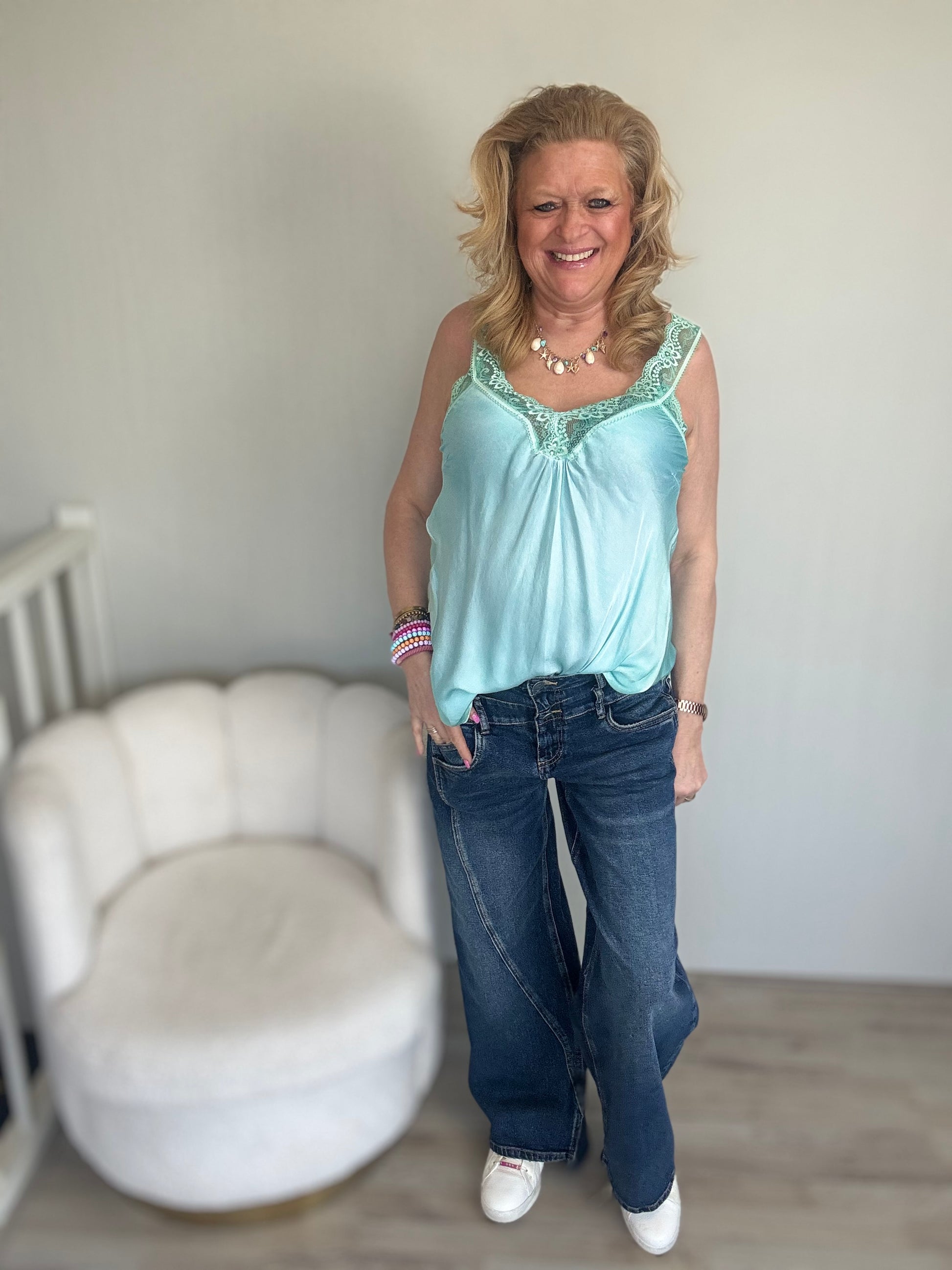 Silky Top Alicia groen - Nancfashion