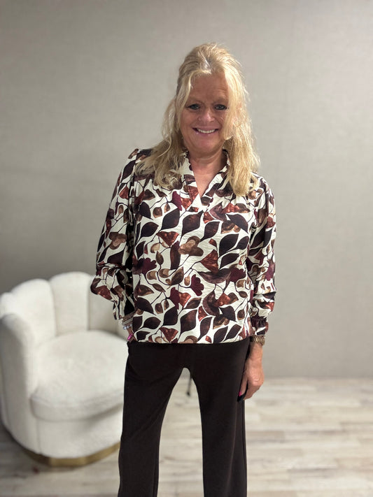 Blouse Vera Jo Bladeren Bruin