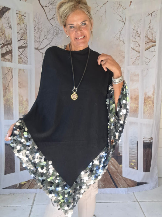 Poncho Nancy zwart - Nancfashion