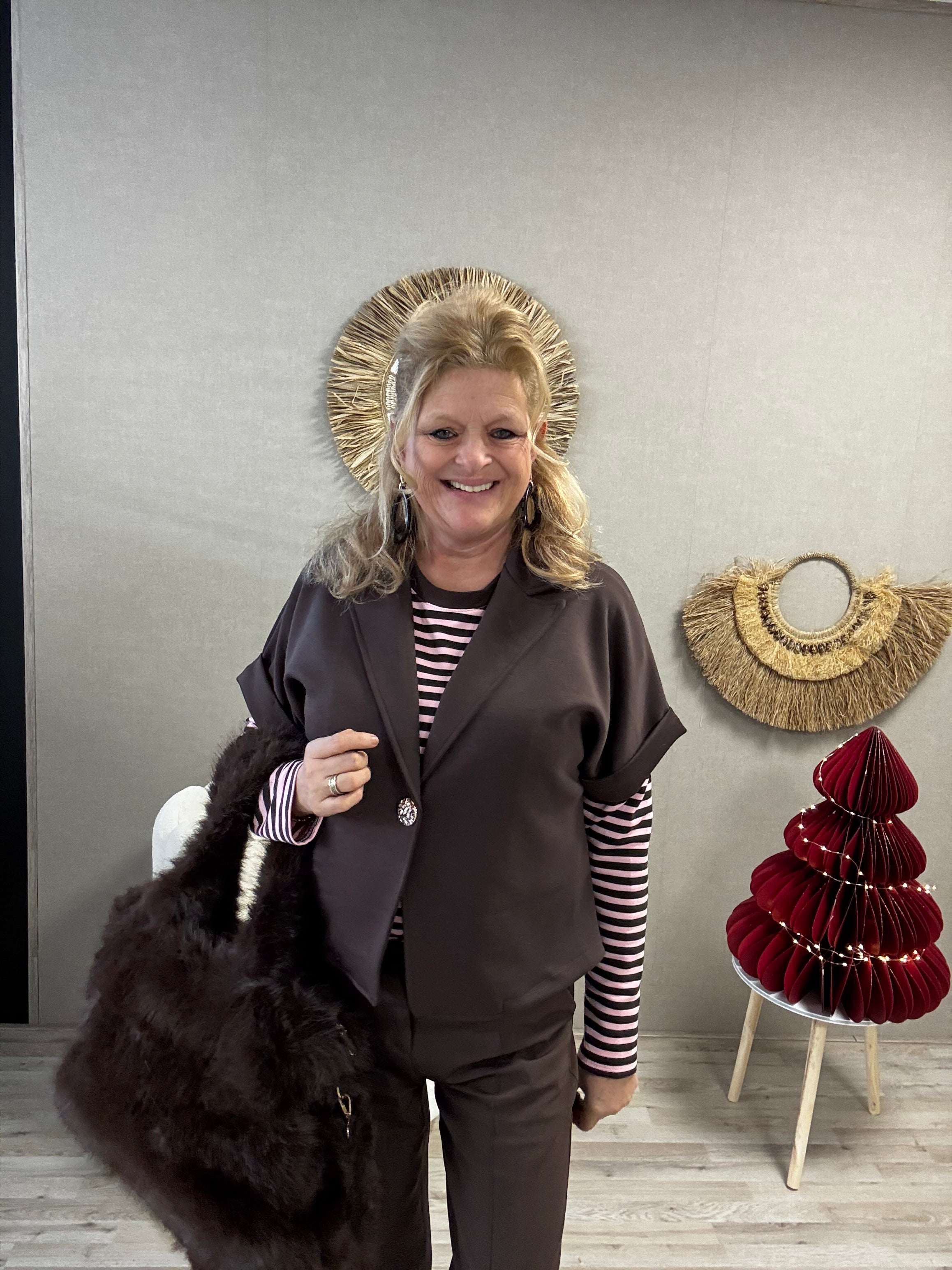 Gemma Ricceri shirt  Roze met Bruine Streep