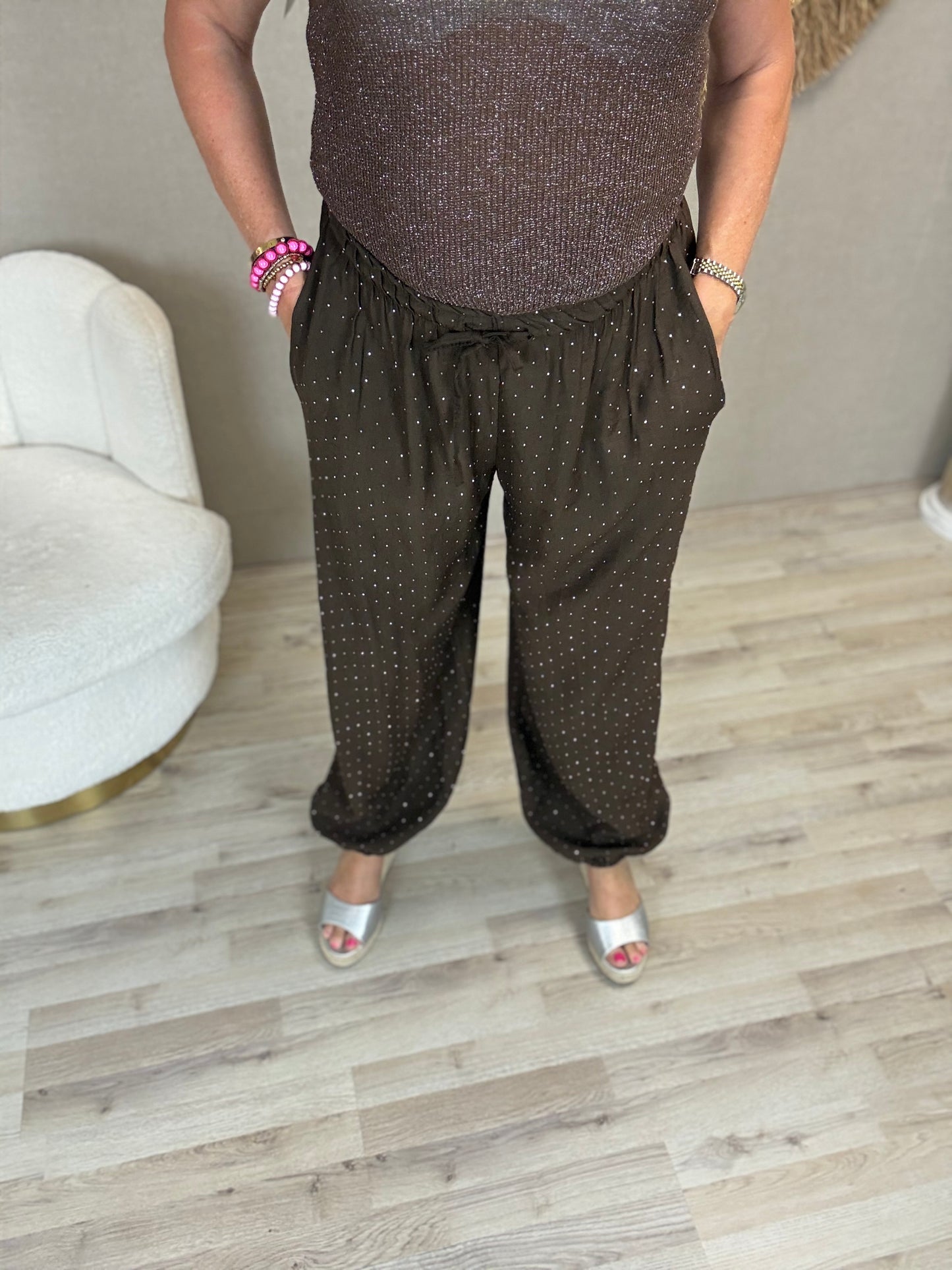 Strass Boho Broek Bruin