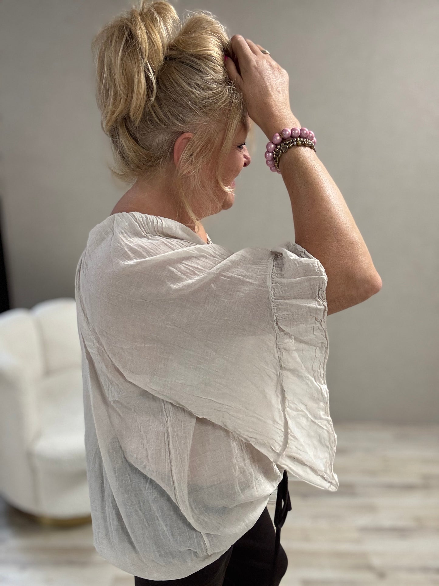 Crinkle Top Alexia Beige