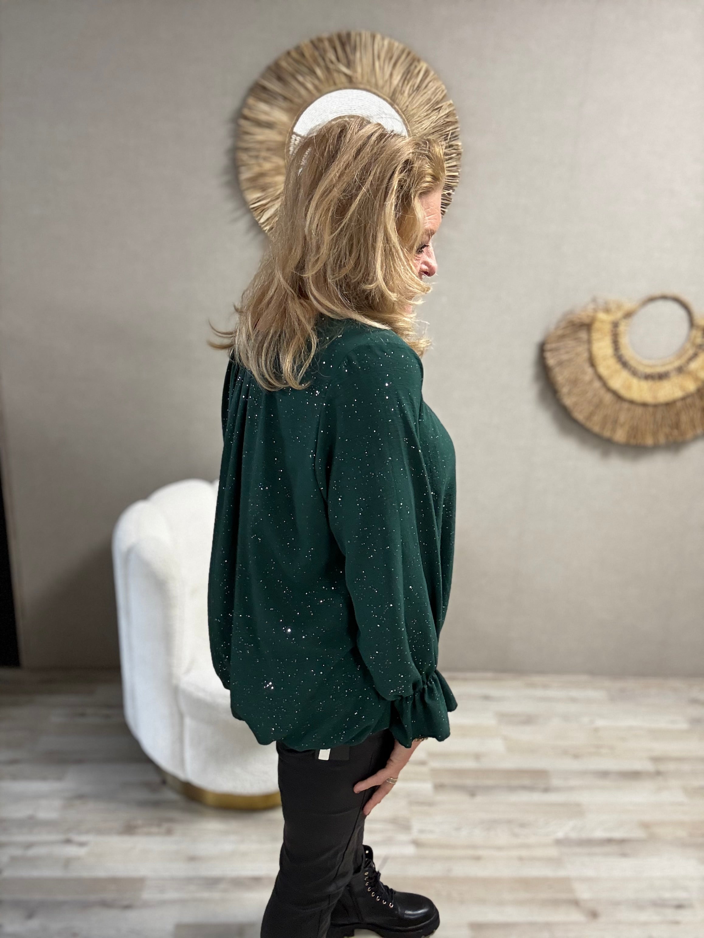 Ballon top Groen met Zilveren Sparkel